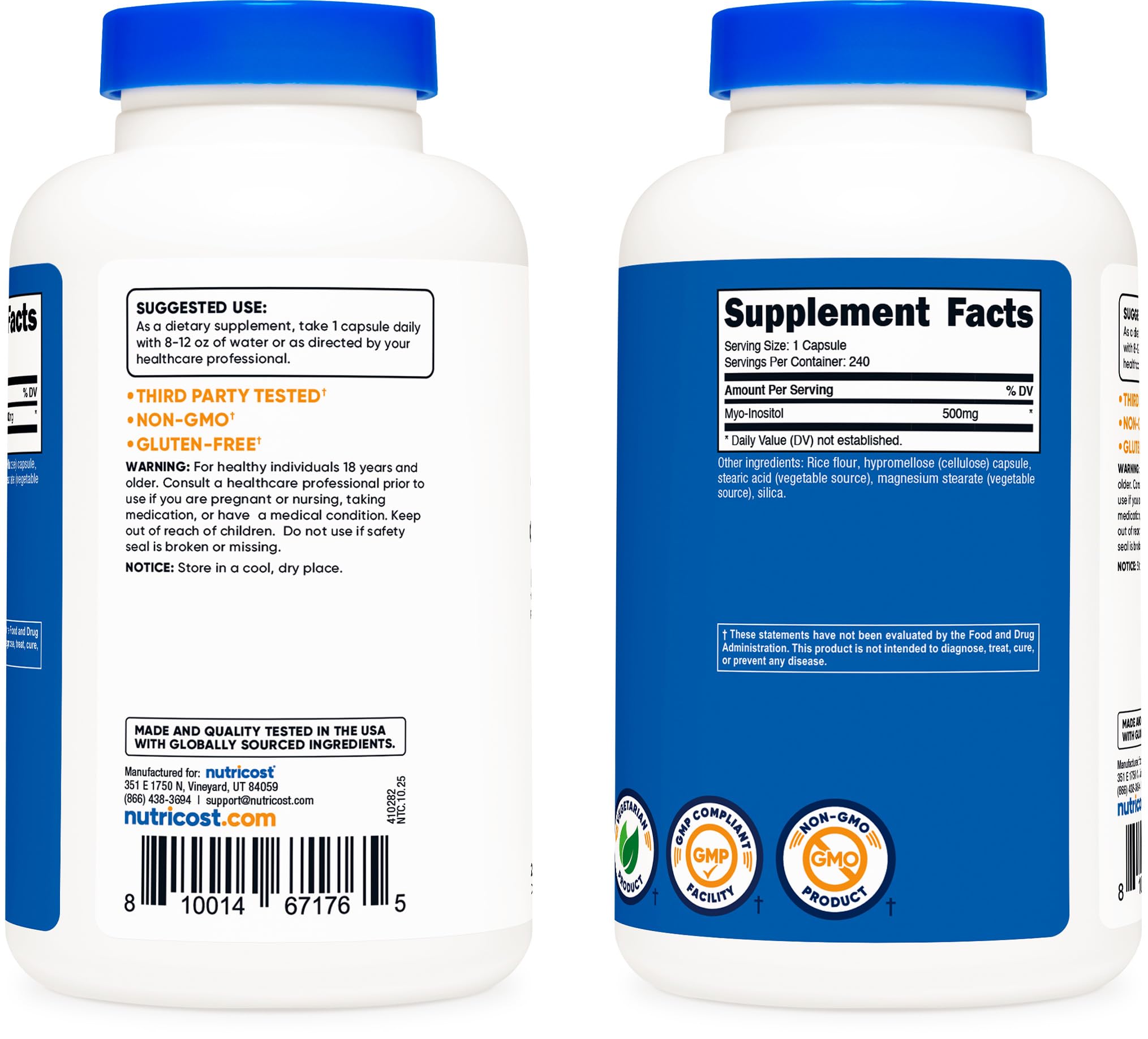 Nutricost cápsula junto a una moneda para escala, tamaño cómodo para ingerir
