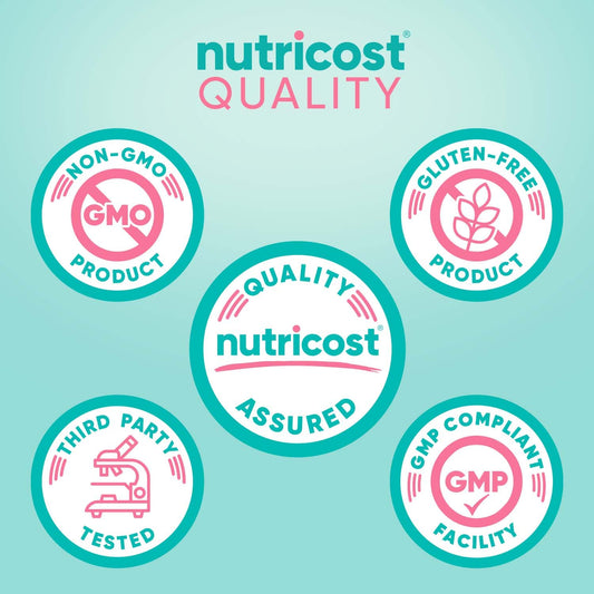 Nutricost cápsulas cerca enfocadas que muestran forma y facilidad de uso