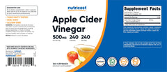Nutricost cápsulas junto a manzana y vinagre para origen natural