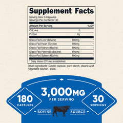Detalle de cápsulas Nutricost Grass Fed Beef Organs para visualizar textura