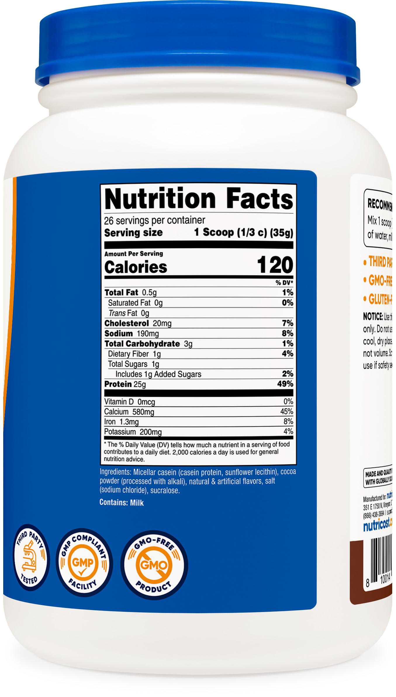 Nutricost etiqueta nutricional detalle con información de 24 g proteína