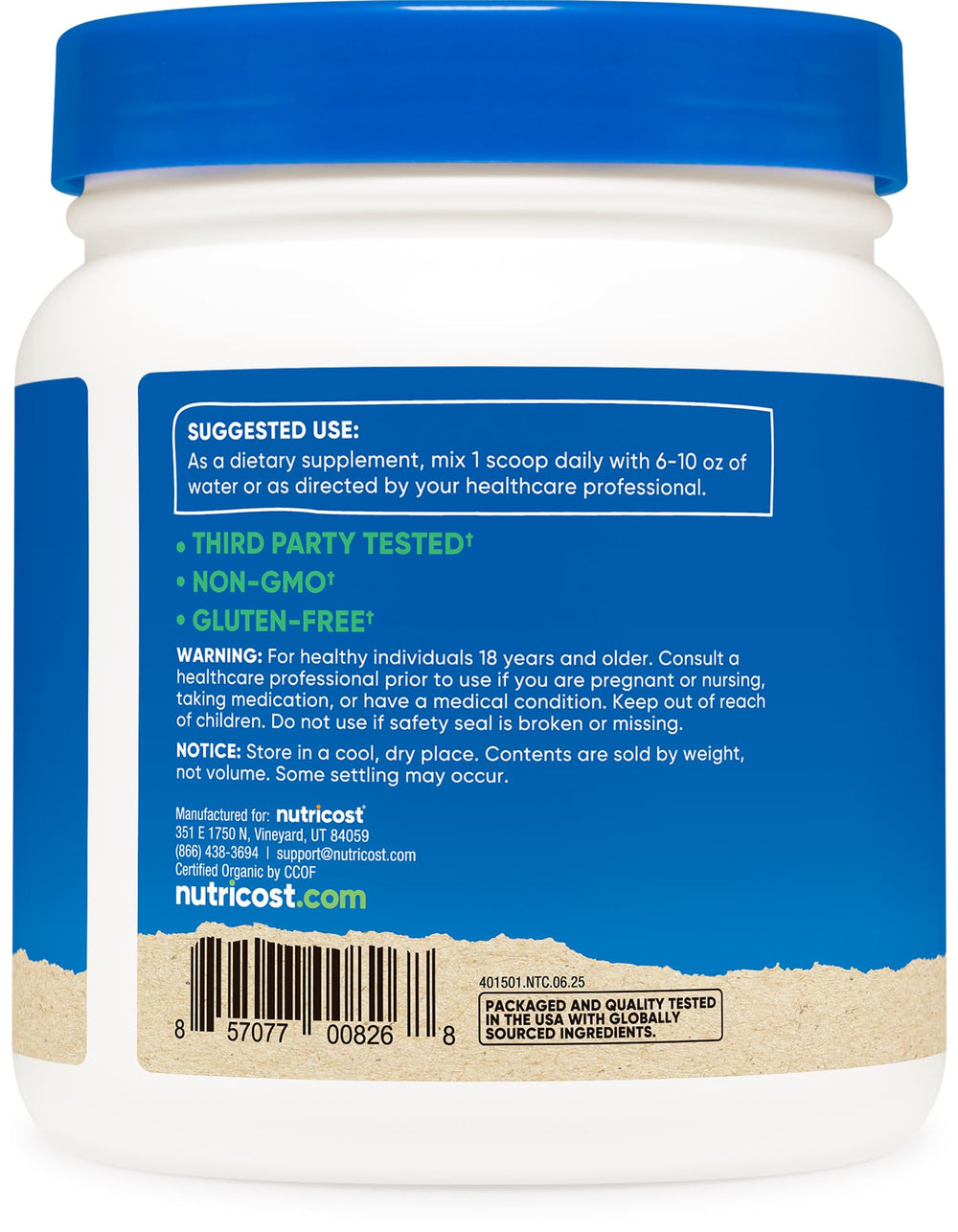 Nutricost cuchara dosificadora con 3 g de chlorella para medición precisa
