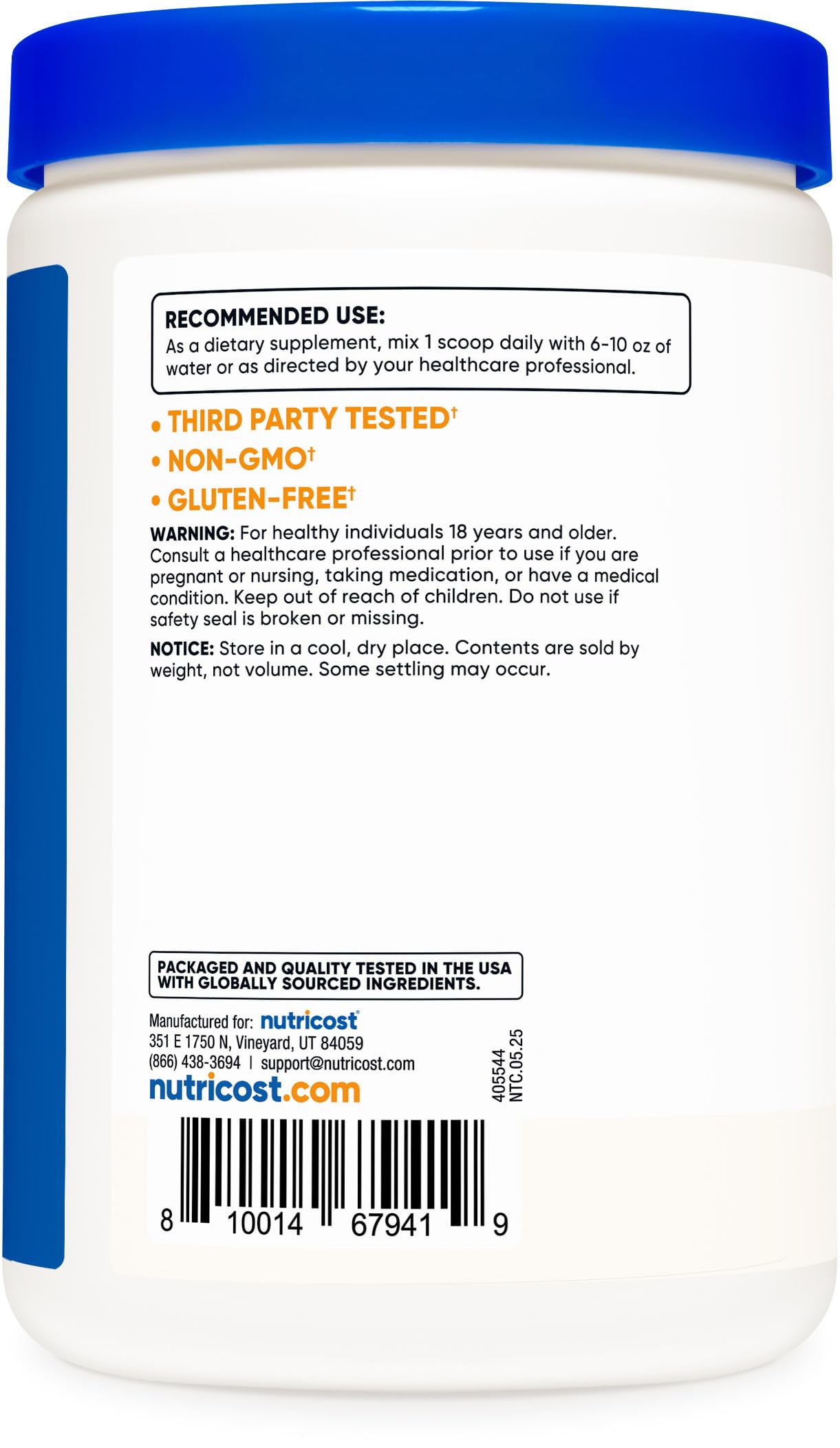 Nutricost cuchara dosificadora incluida para medición precisa