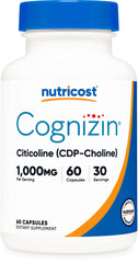 Nutricost Cognizin frasco frontal mostrando 60 cápsulas y dosis clara