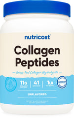Nutricost colágeno polvo frente del envase mostrando 1 lb y sello sin sabor