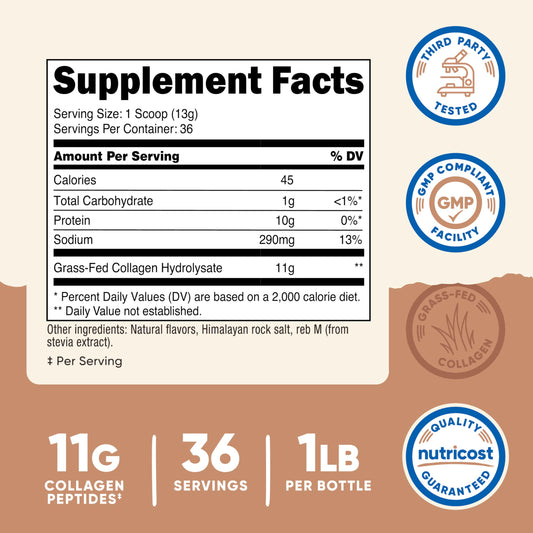 Nutricost polvo de colágeno mostrando textura fina y fácil disolución