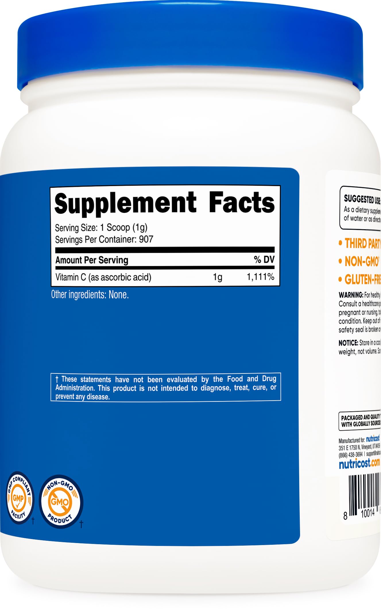 Nutricost comparación de tamaño 2 lbs que muestra ahorro por porción