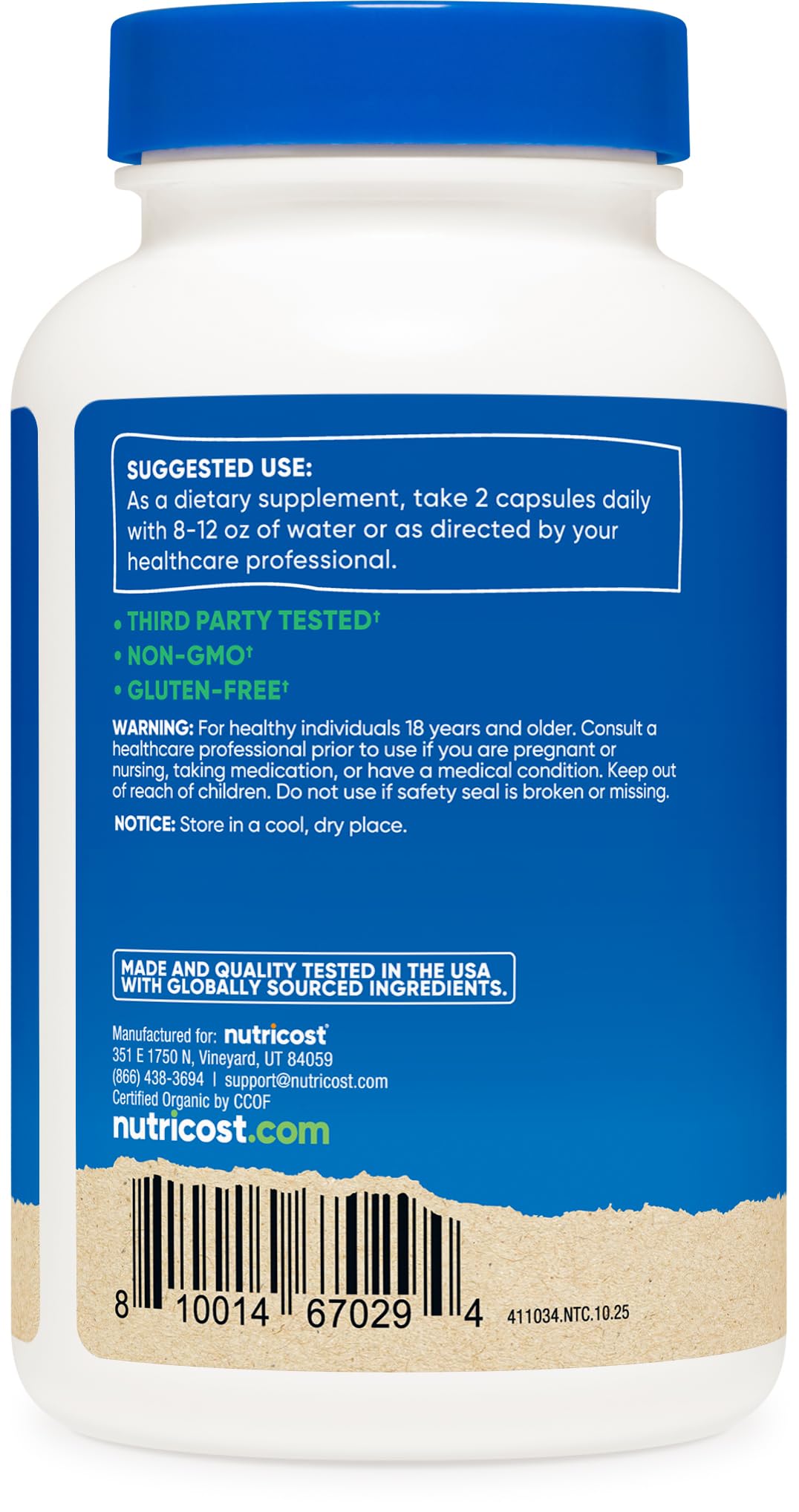 Nutricost comparación de tamaño de cápsulas para referencia visual