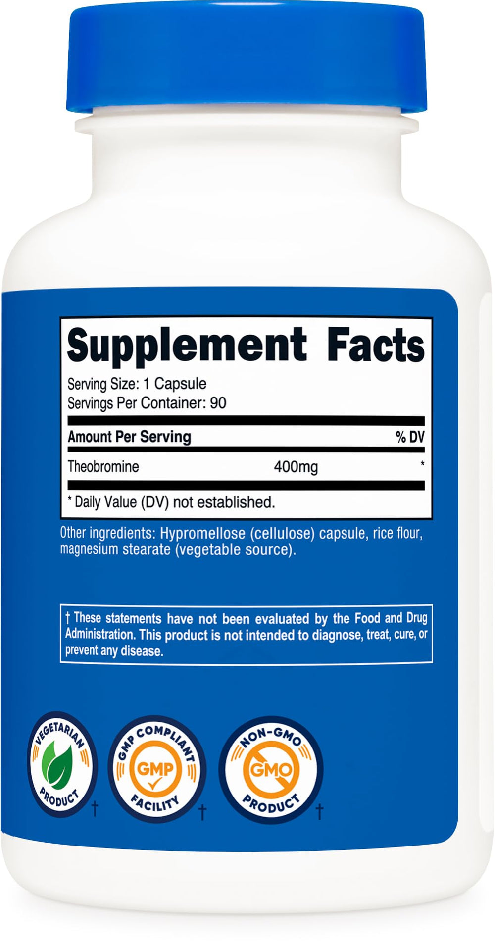 Nutricost cápsula junto a regla para escala de tamaño
