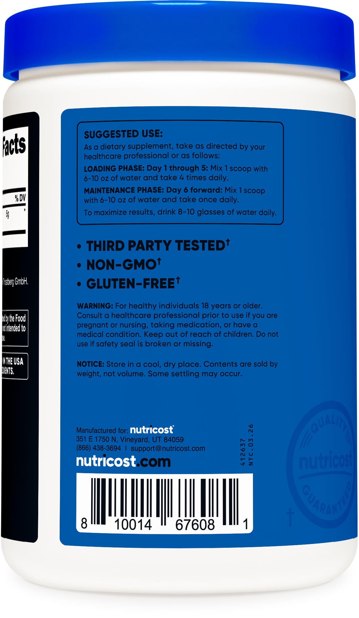 Nutricost Creapure mezclado en batido para uso postentrenamiento eficiente