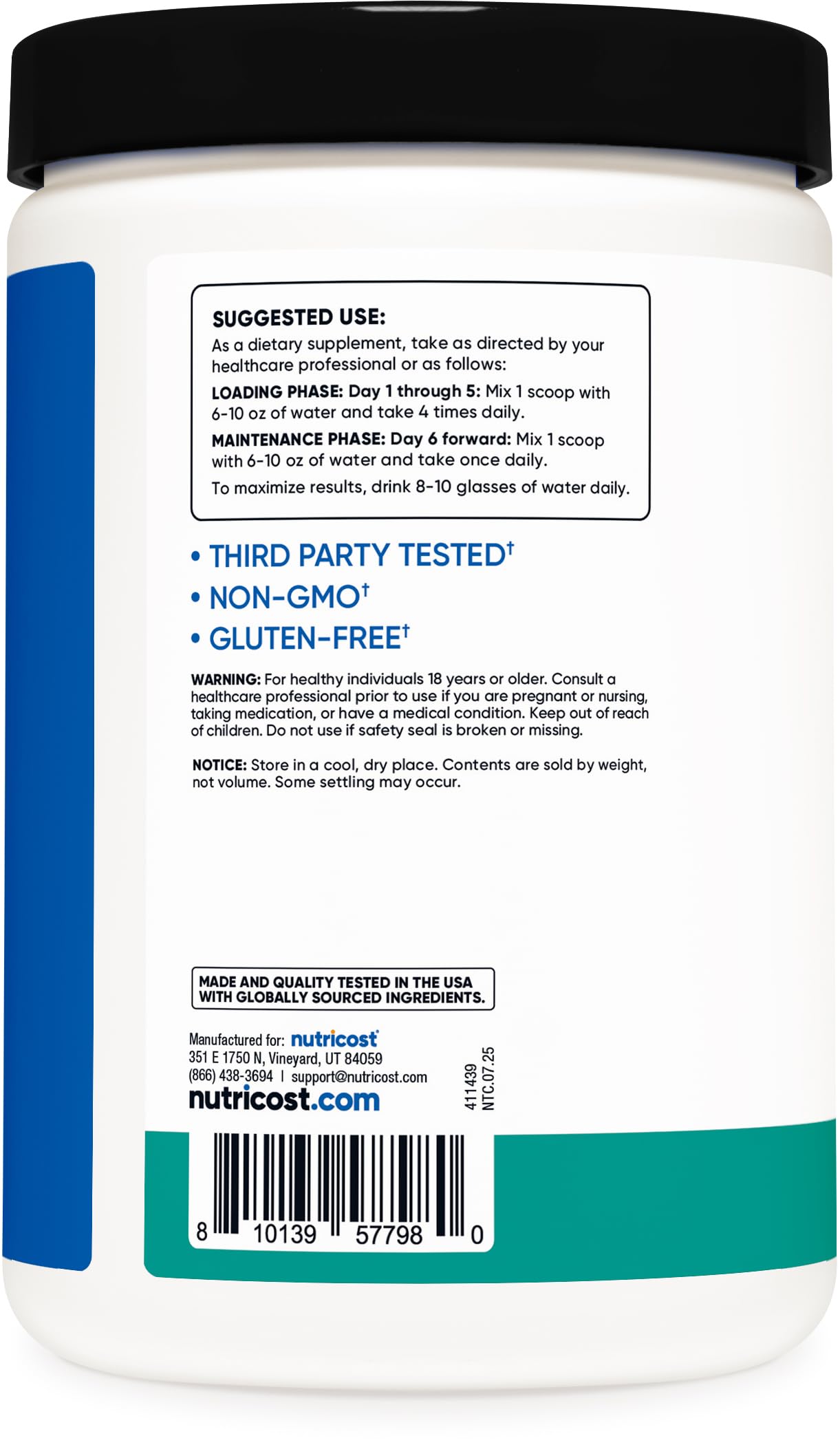 Nutricost creatina mezcla en botella durante entrenamiento para conveniencia