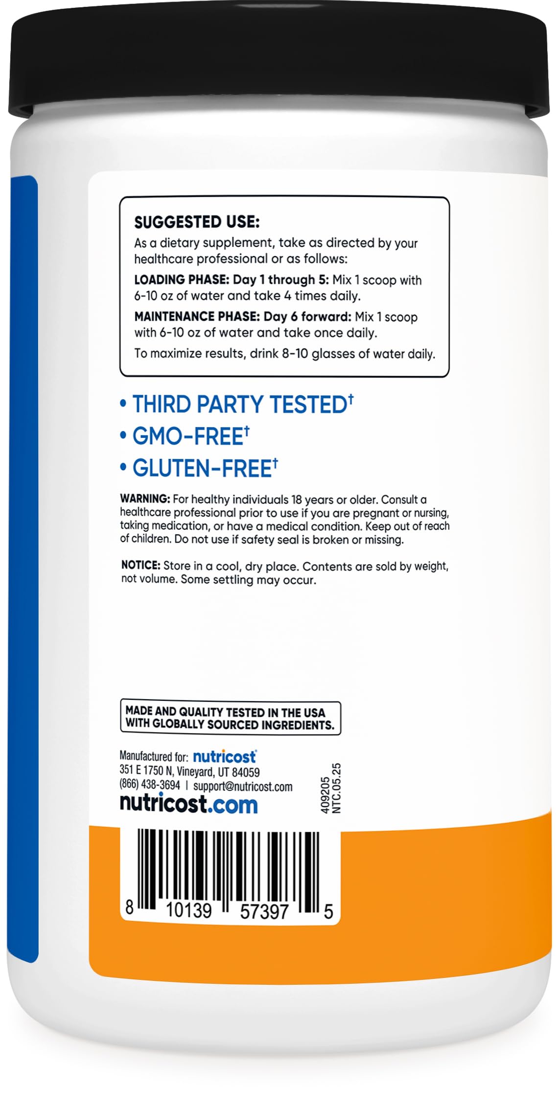 Nutricost comparativa de tamaño con cuchara medidora, control de porciones