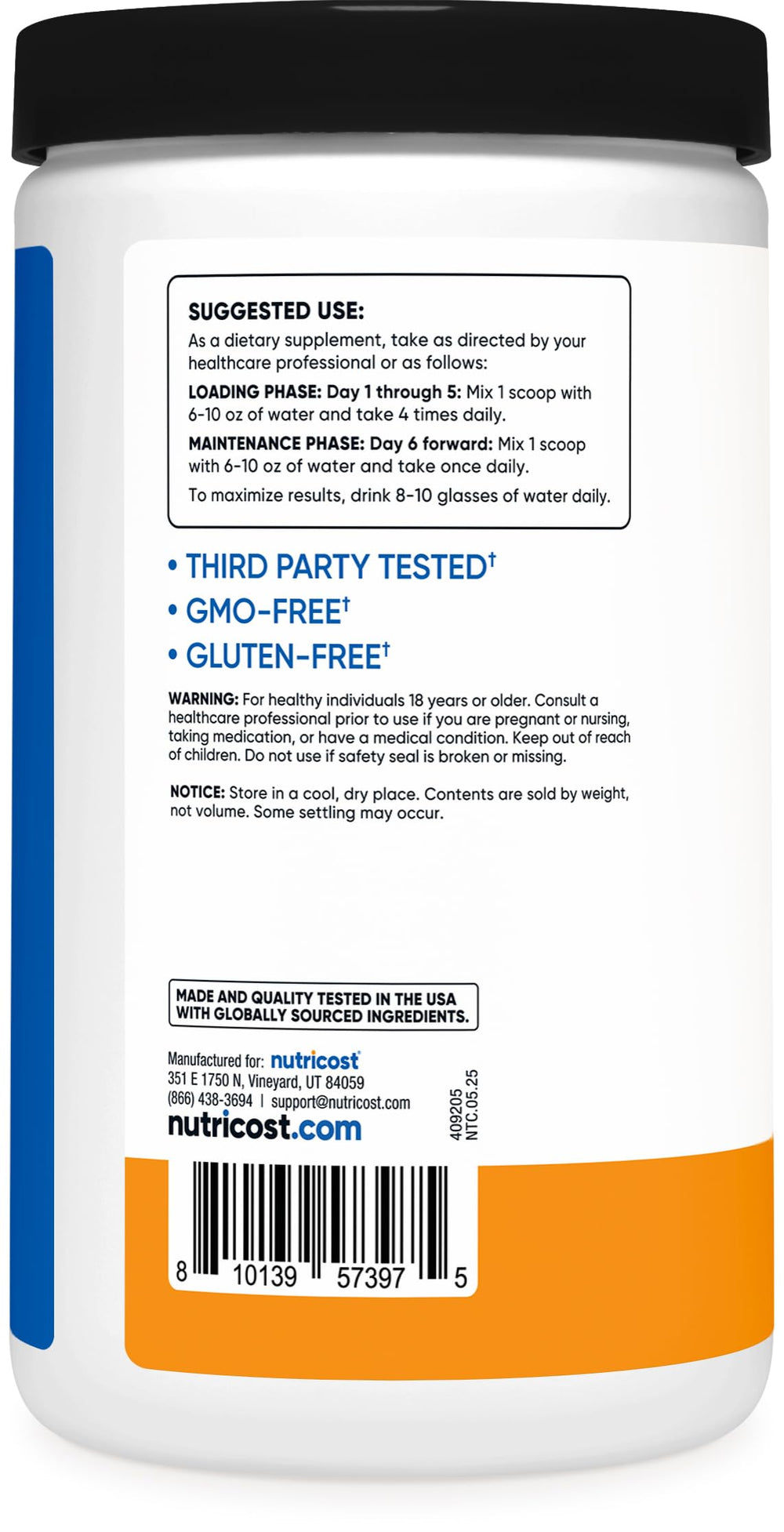 Nutricost comparativa de tamaño con cuchara medidora, control de porciones
