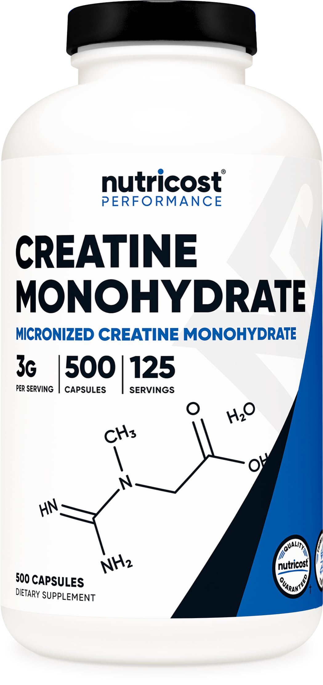 Nutricost envase frontal mostrando 500 cápsulas y beneficio conveniencia