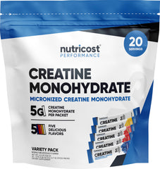 Nutricost empaque frontal de stickpacks mostrando conveniencia y marca