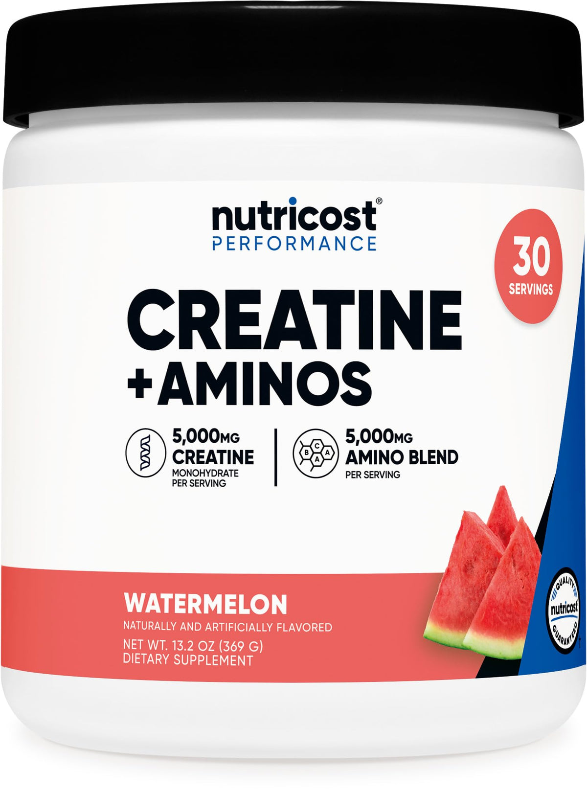 Nutricost envase frontal mostrando sabor Watermelon y beneficios claros