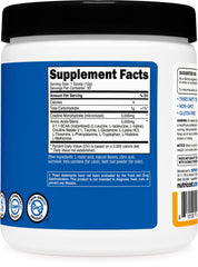 Nutricost Creatine + Aminos etiqueta y tabla nutricional clara, garantía de calidad y dosificación