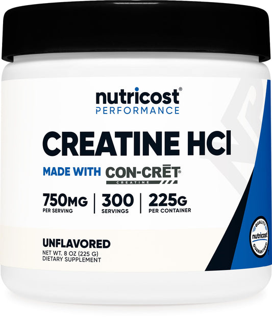 Nutricost creatine HCl vista frontal del envase con información clara