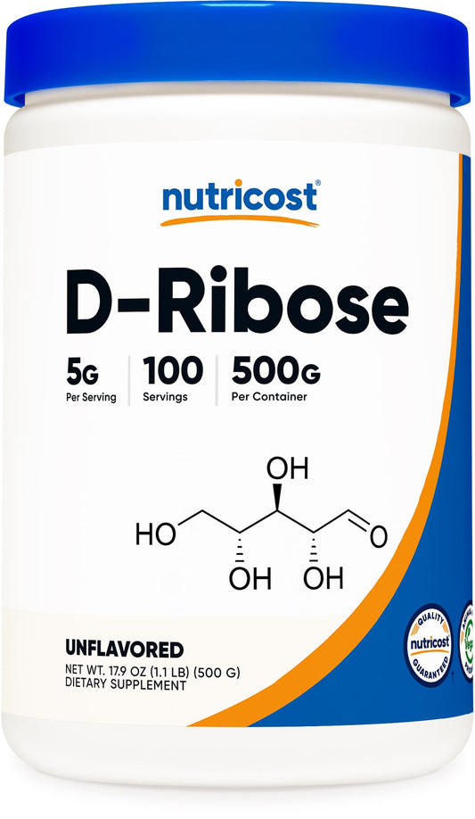 Nutricost bote frontal mostrando 500 g y sello Non‑GMO para compra segura