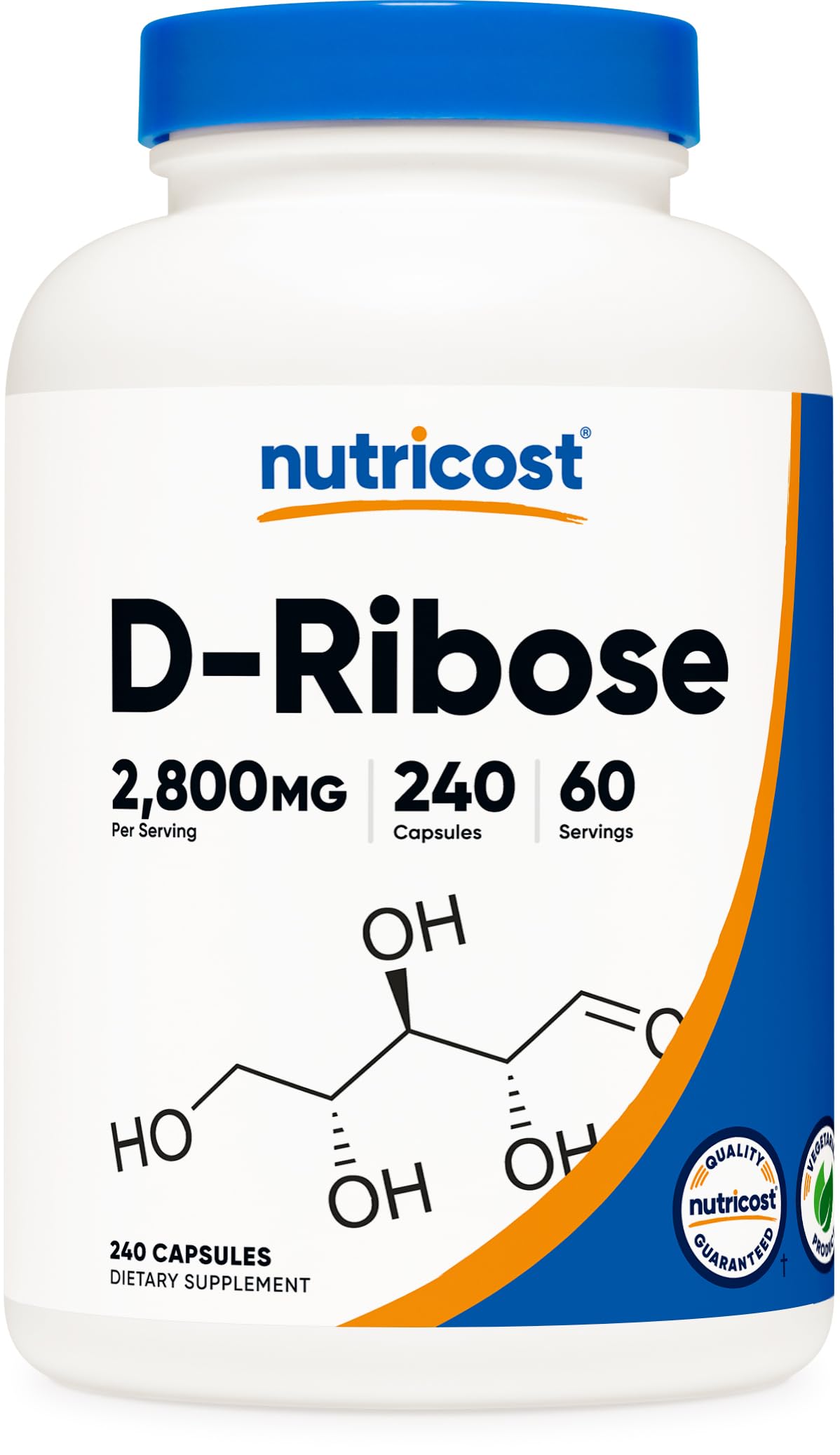 Nutricost frasco frontal mostrando nombre y cantidad, beneficio claridad de información