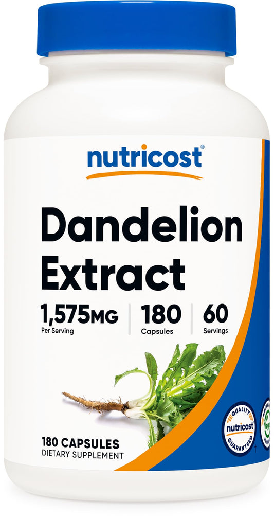 Nutricost frasco frontal mostrando 180 cápsulas y beneficios de concentración