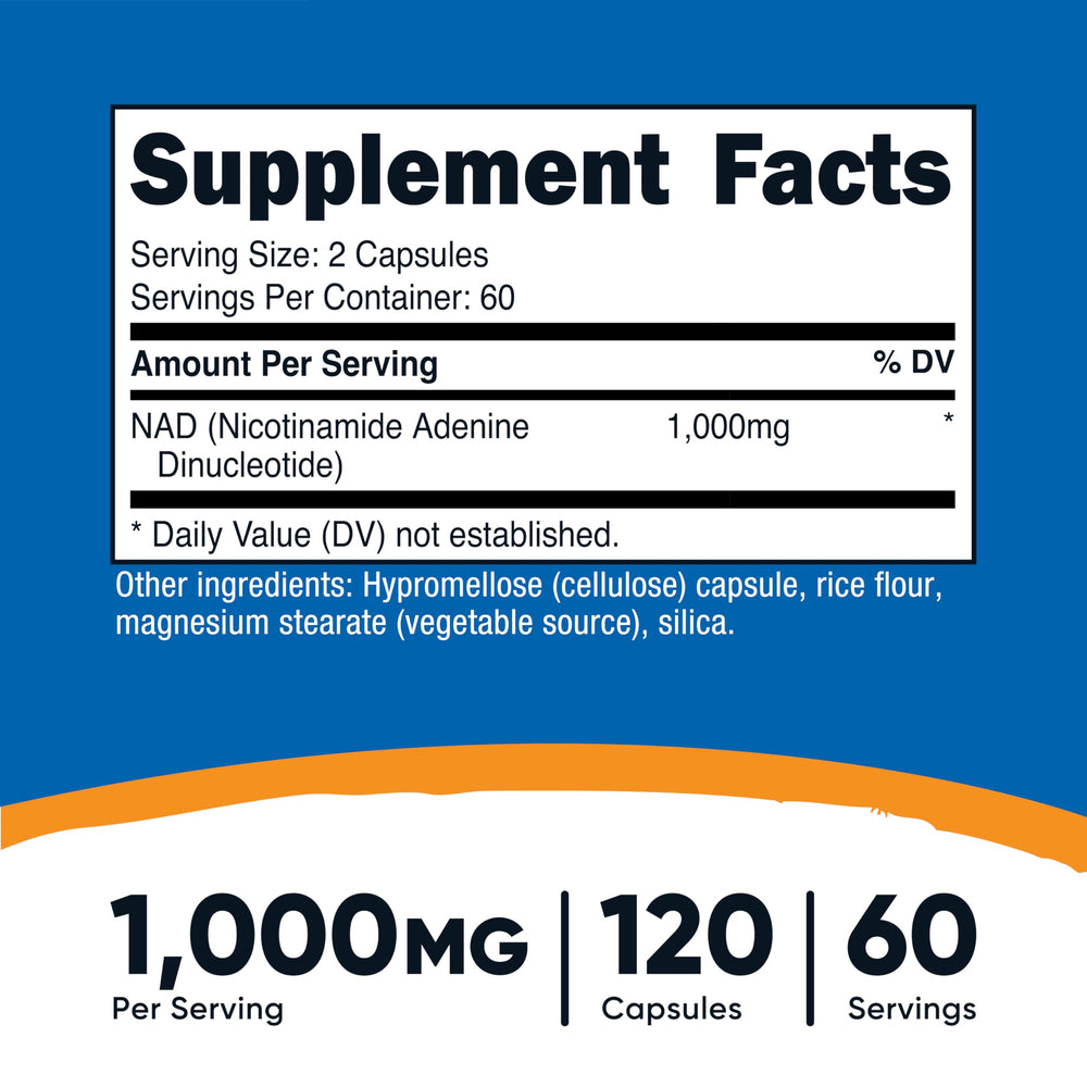 Nutricost etiqueta en primer plano indicando 1.000 mg por servicio y certificaciones de calidad