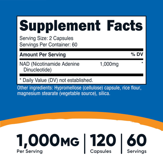 Nutricost etiqueta en primer plano indicando 1.000 mg por servicio y certificaciones de calidad