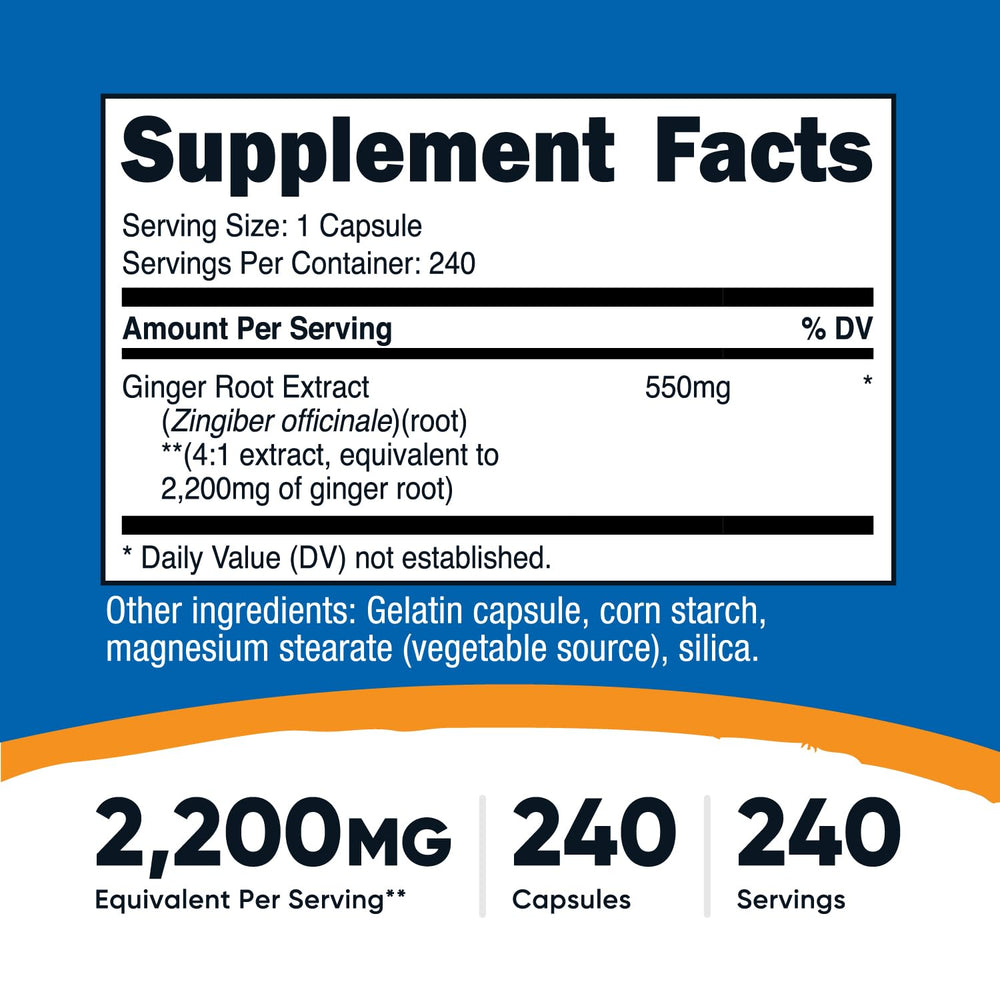 Nutricost etiqueta con información de extracto 4:1 y 550 mg