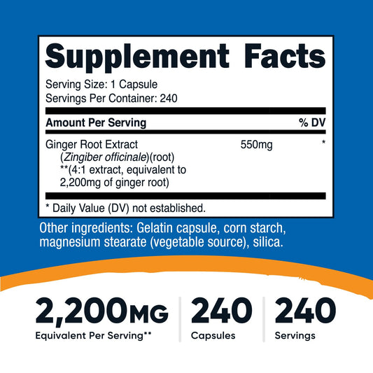 Nutricost etiqueta con información de extracto 4:1 y 550 mg