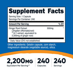 Nutricost etiqueta con información de extracto 4:1 y 550 mg