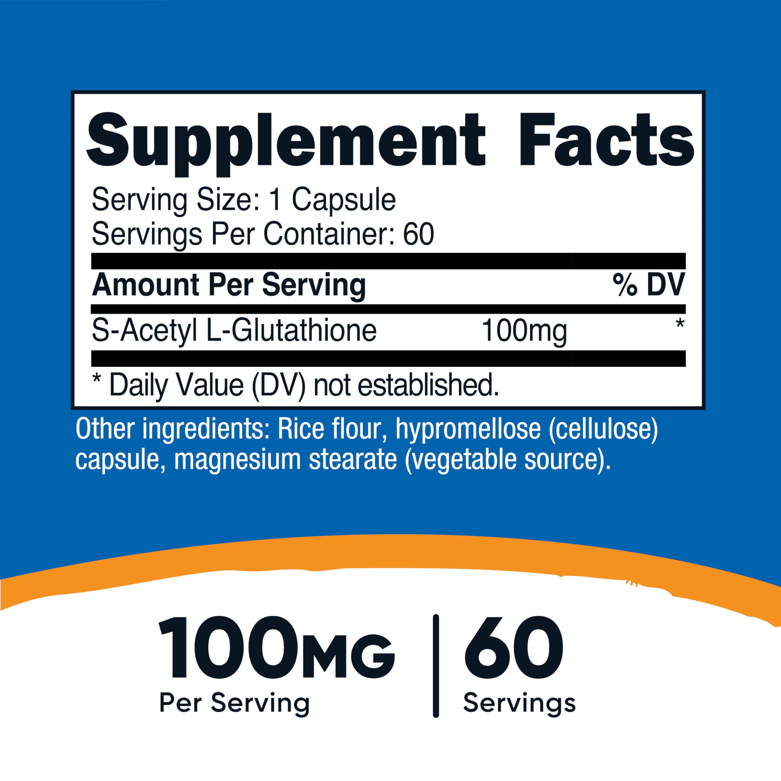 Nutricost detalle de etiqueta con 100 mg por cápsula y transparencia informativa