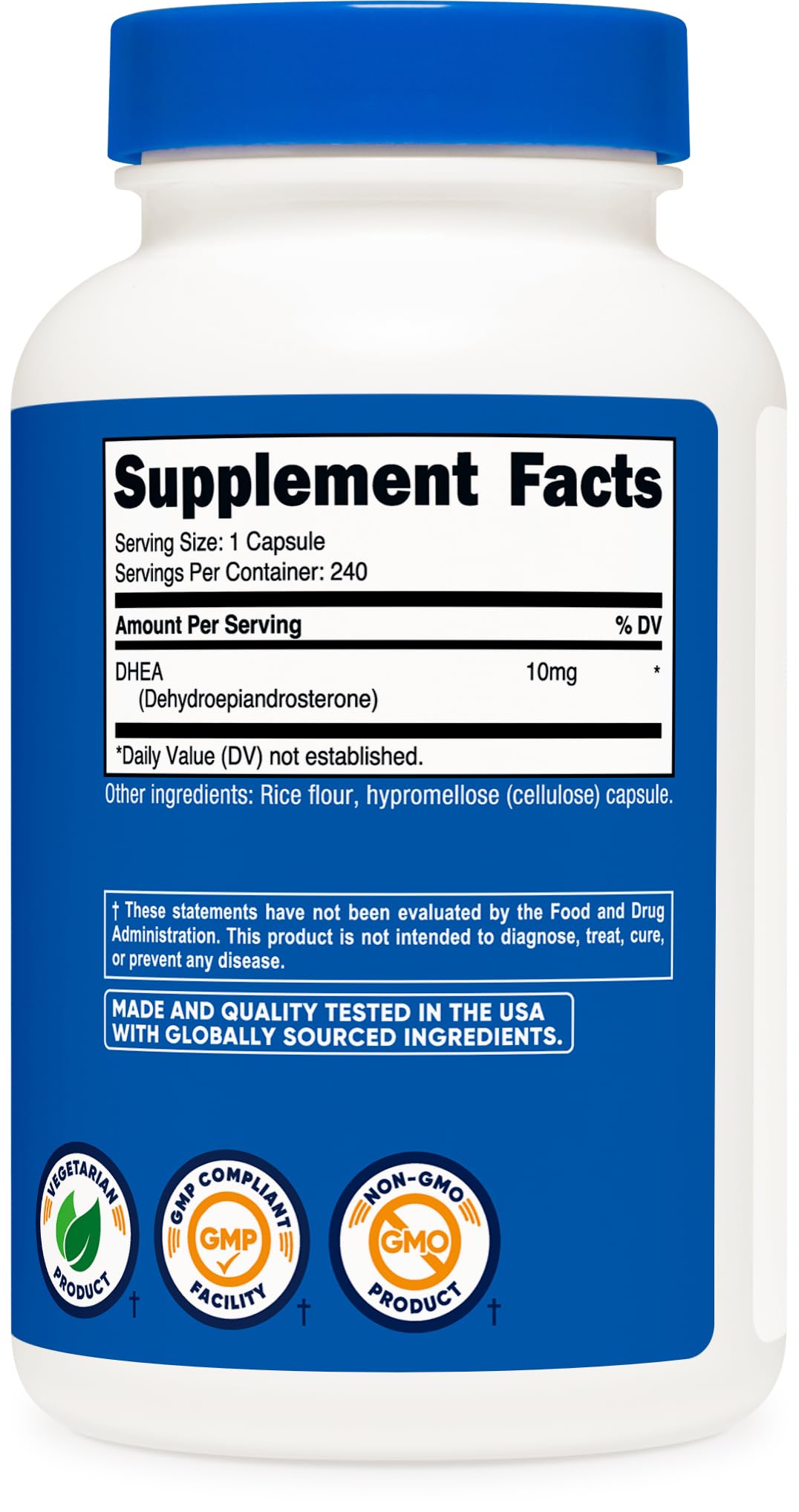 Nutricost etiqueta que muestra certificaciones NSF y cumplimiento GMP