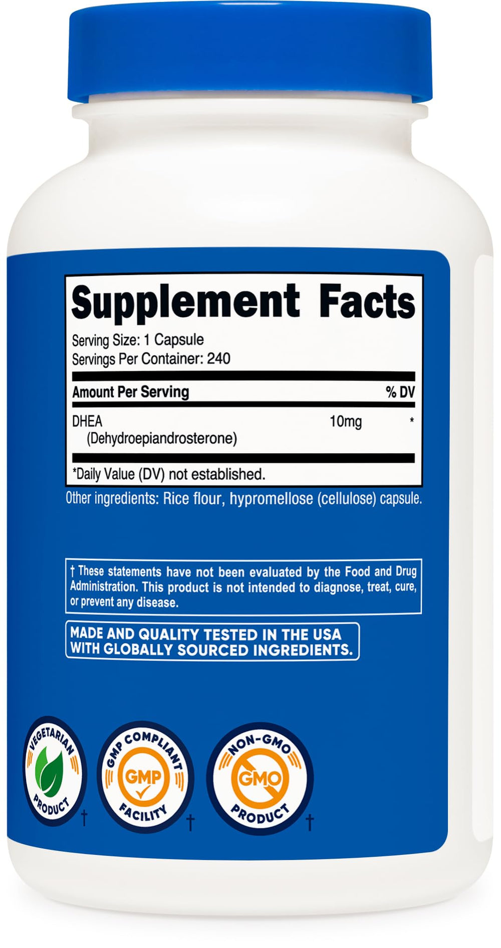 Nutricost etiqueta que muestra certificaciones NSF y cumplimiento GMP