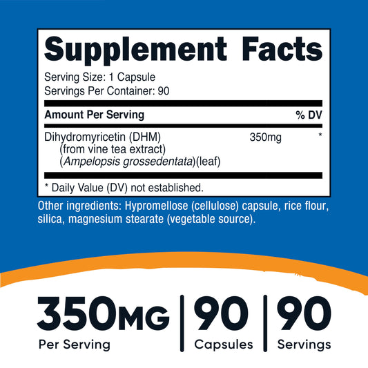 Nutricost DHM cápsula en detalle que muestra la textura y calidad