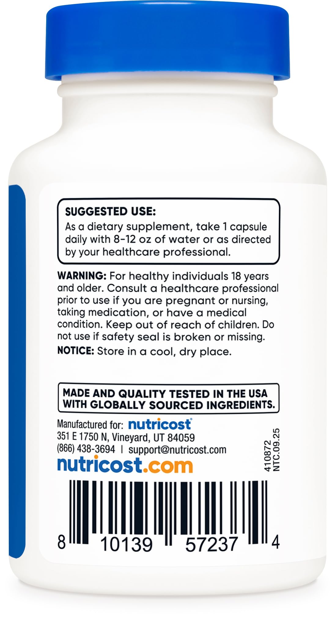 Nutricost detalle de etiqueta con GlucoVantage y control de calidad