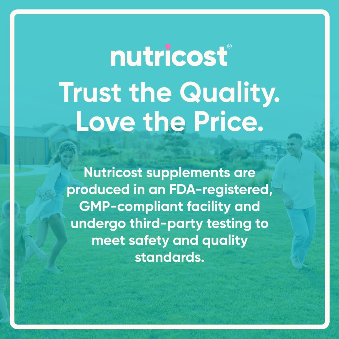 Nutricost empaque lateral mostrando instrucciones y certificaciones