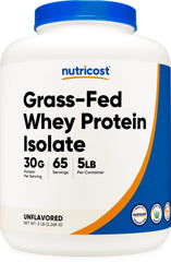 Nutricost envase frontal 5 lb mostrando marca y tamaño, aporta confianza de compra