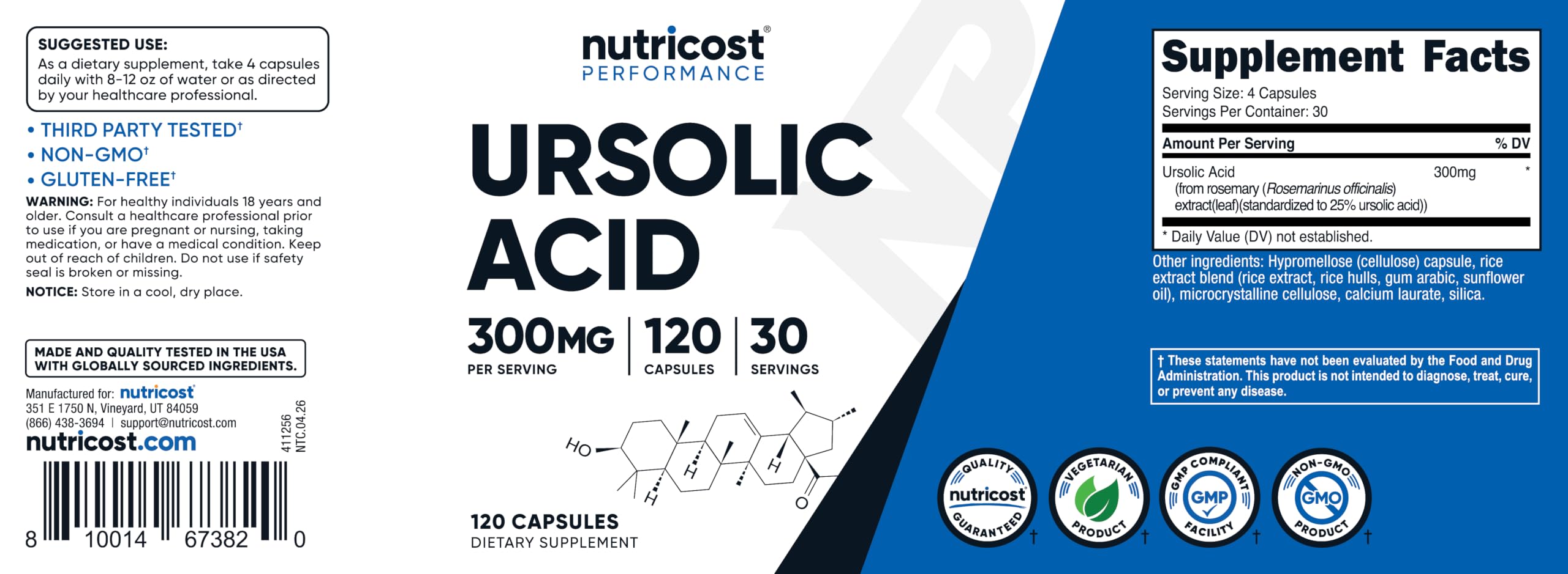Nutricost frasco junto a regla para comparar escala y dosis