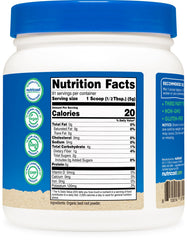 Nutricost frasco junto a una mano para comparar tamaño y cantidad