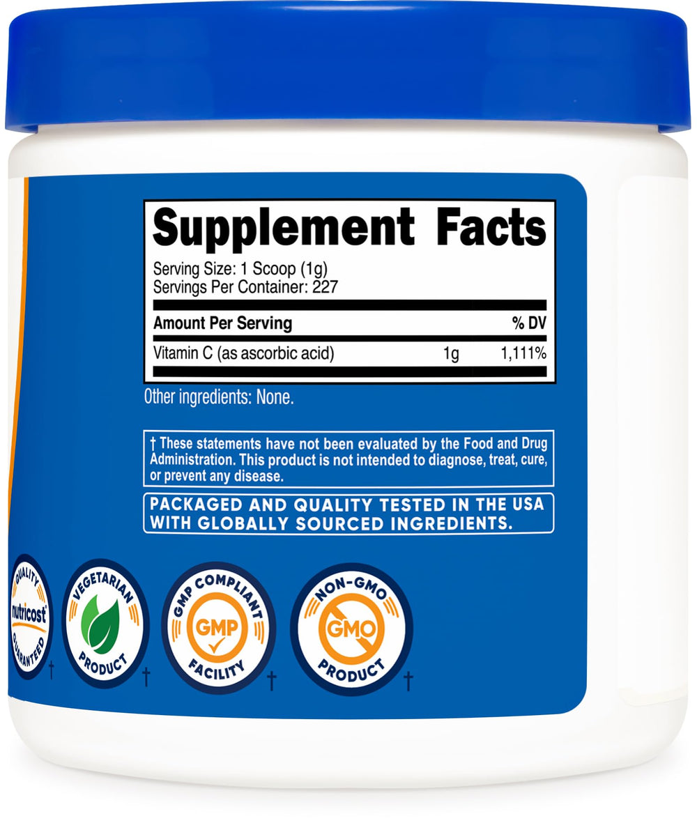 Nutricost etiqueta con certificaciones y datos de calidad, confianza en fabricación