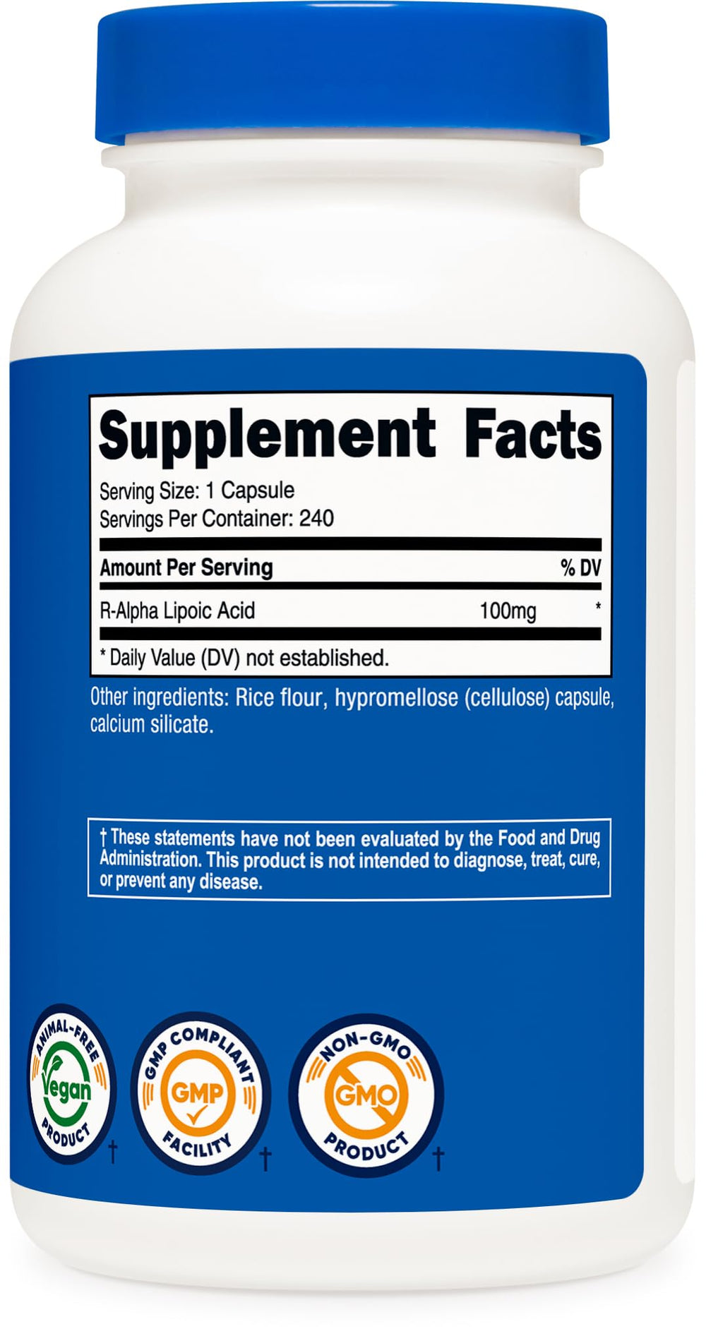 Etiqueta Nutricost con certificaciones NSF, GMP y sin gluten claramente legible