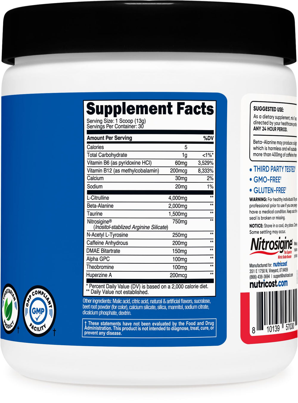 Nutricost etiqueta detalle ingredientes mostrando transparencia y pruebas