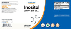 Nutricost etiqueta con detalles de ingredientes y pruebas