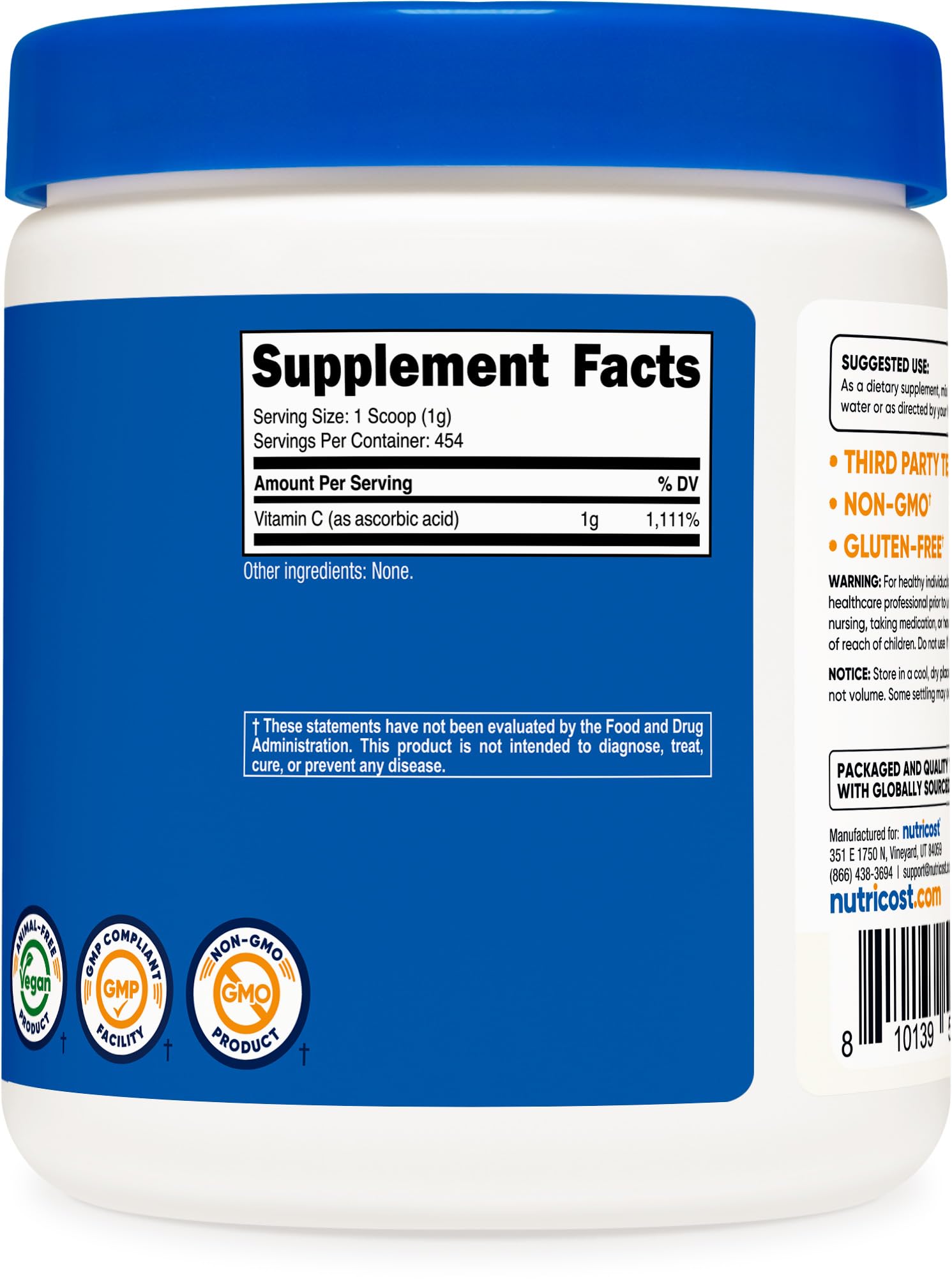 Nutricost etiqueta con información nutricional que aporta transparencia y confianza