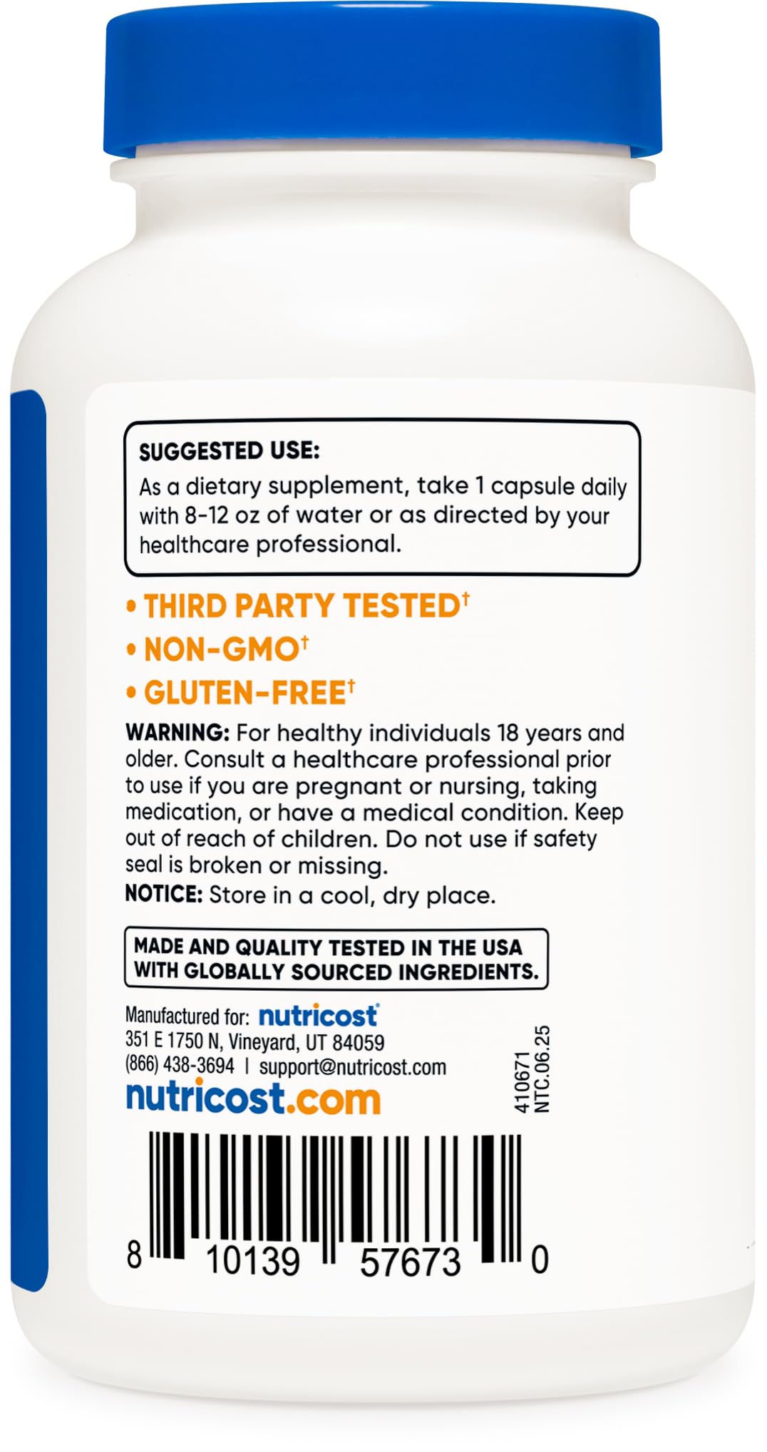 Nutricost etiqueta legible con ingredientes y certificaciones