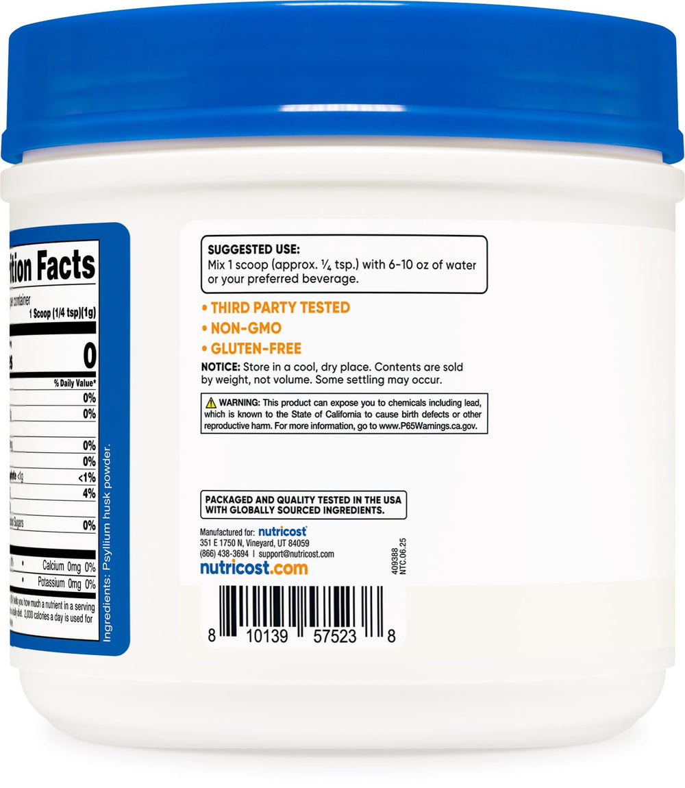 Nutricost etiqueta con certificaciones y lista de ingredientes clara