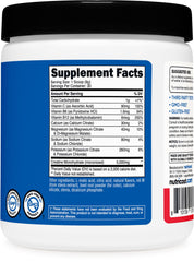 Nutricost etiqueta de ingredientes cercana resaltando vitaminas, minerales y creatina