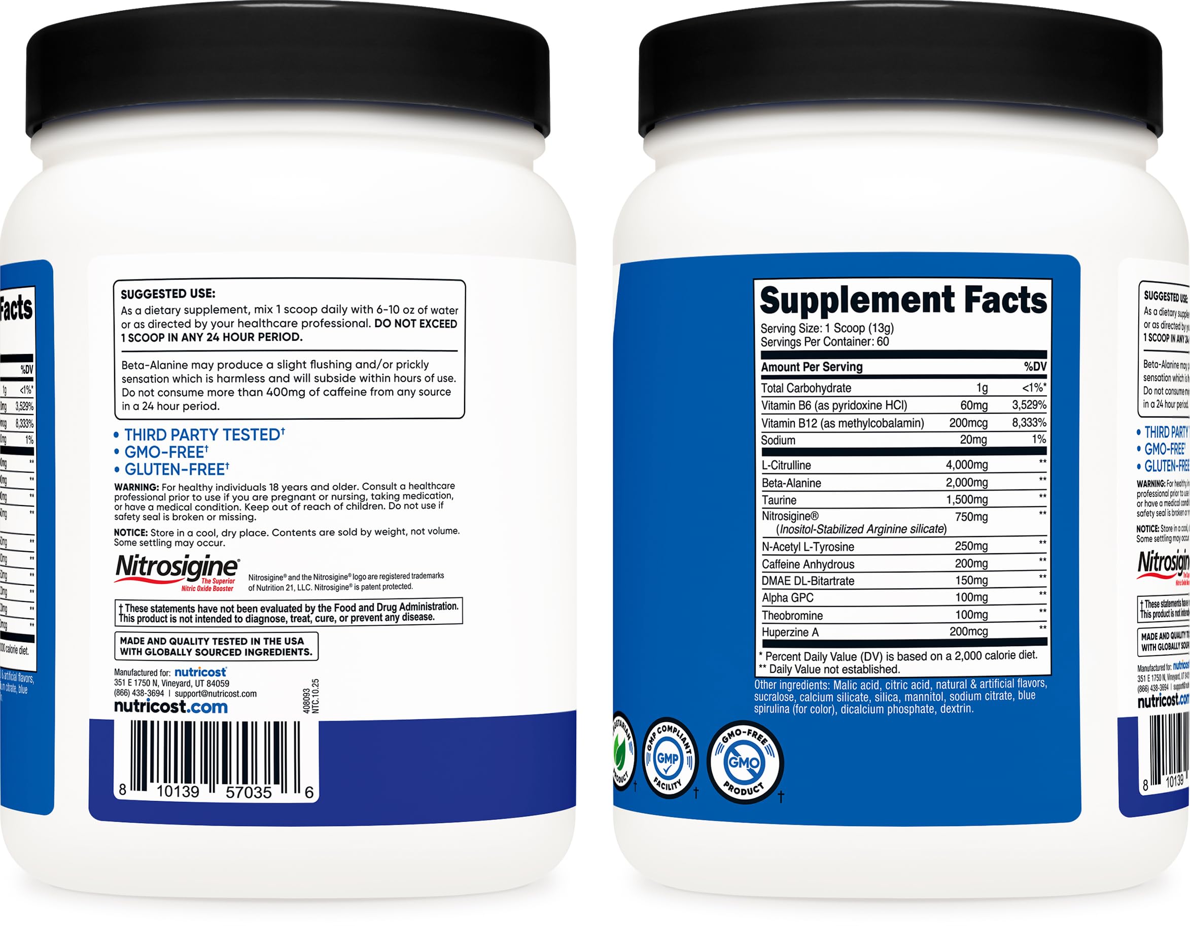 Nutricost etiqueta ingredientes en detalle, beneficio transparencia