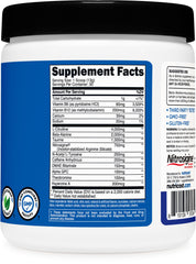 Nutricost etiqueta con lista de ingredientes y certificados para seguridad