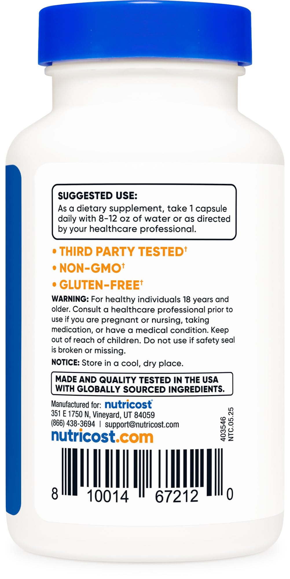 Nutricost etiqueta con ingredientes y dosis clara para decisiones informadas